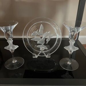 Toyo Sasaki wings crystal candlestick holders